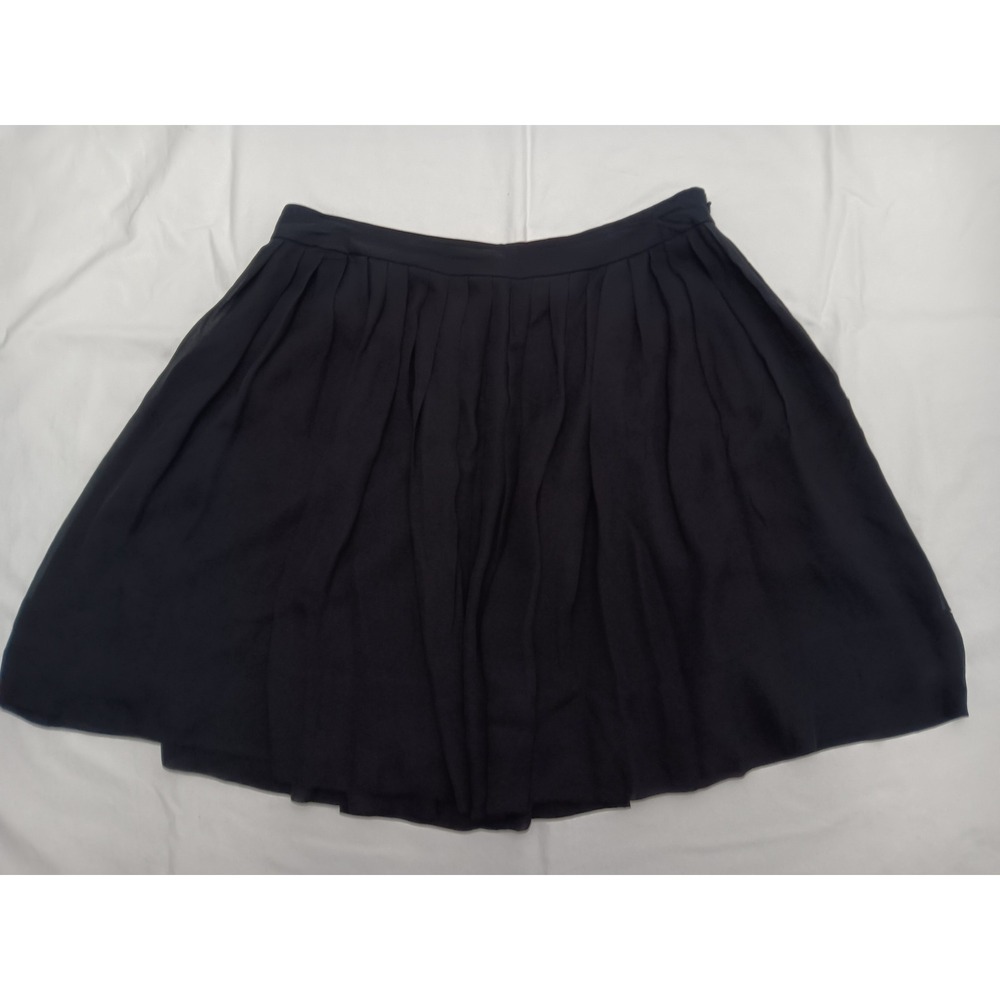 Talbots Petites Black Silk Pleated Midi Skirt Size 14P 100% Silk Lined